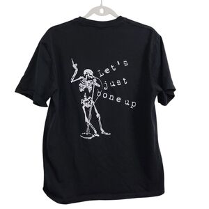 The Kooples T-Shirt Mens Large Black Screen Print Let's Just Bone Up Skull Top